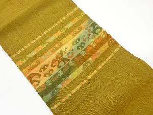 手織り紬横段に抽象模様織出し名古屋帯